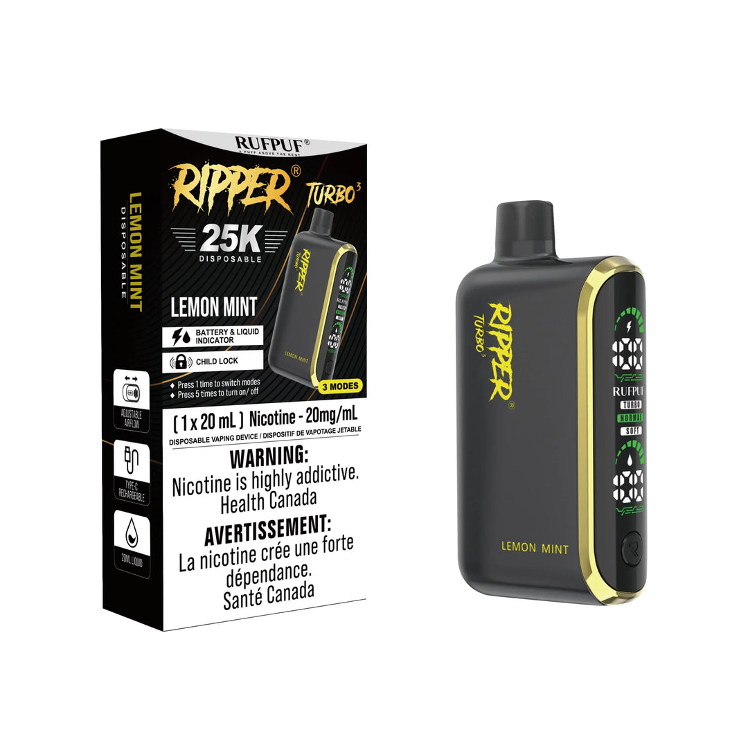 Ripper Turbo 3 Lemon Mint Disposable | Urban Mist Vapes