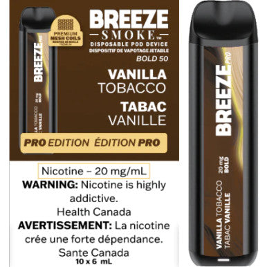 Breeze Pro S50 2000 4ML Vani Tobacco disposable vape | Urban Mist Vapes