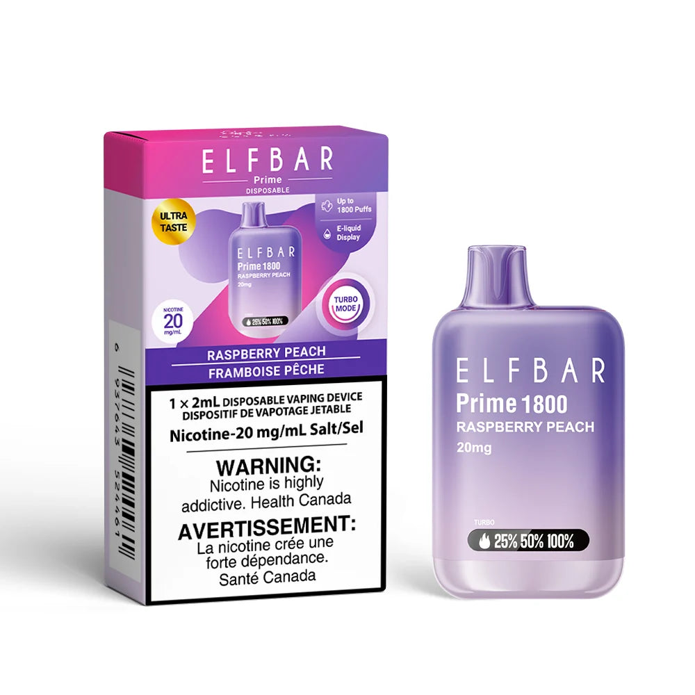 Elfbar Prime 1800 Disposable Vape Raspberry Peach