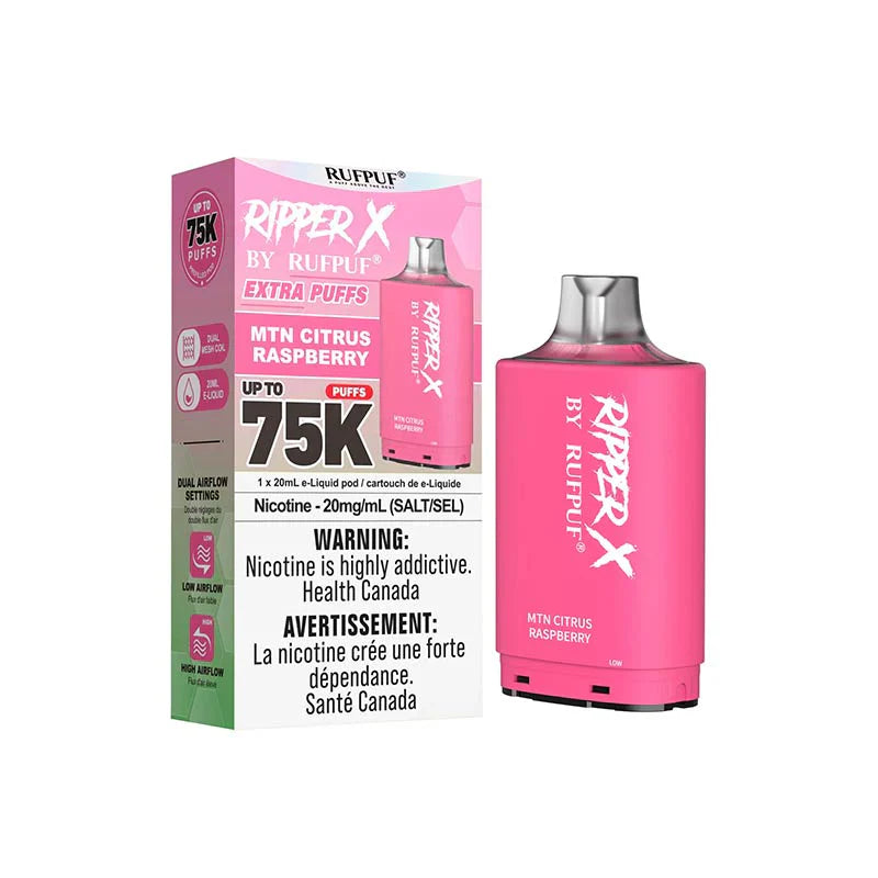 Ripper X 75k 20ML Pod Mtn Citrus Raspberry | Urban Mist Vapes