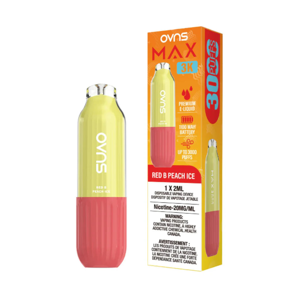 OVNS Max 3K Red B Peach Ice Disposable Vape | Urban Mist Vapes
