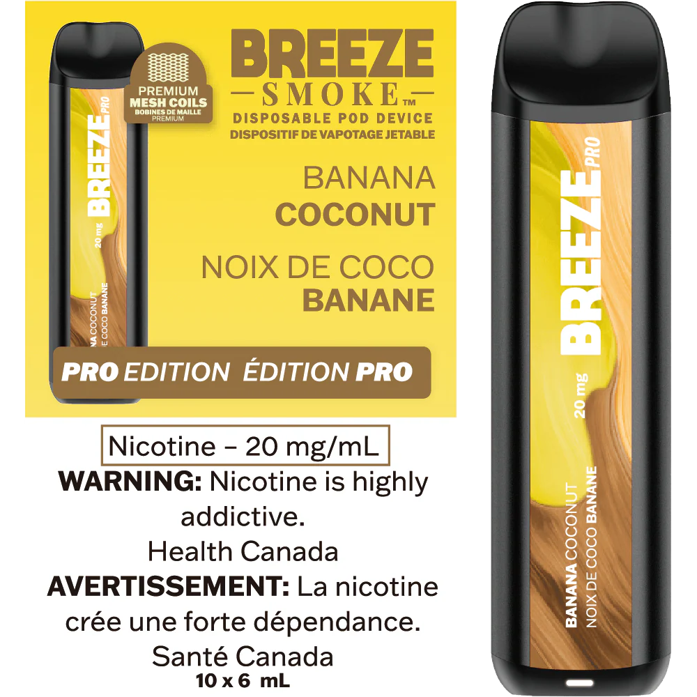Breeze Pro S50 2000 4ML Banana Coconut disposable vape | Urban Mist Vapes