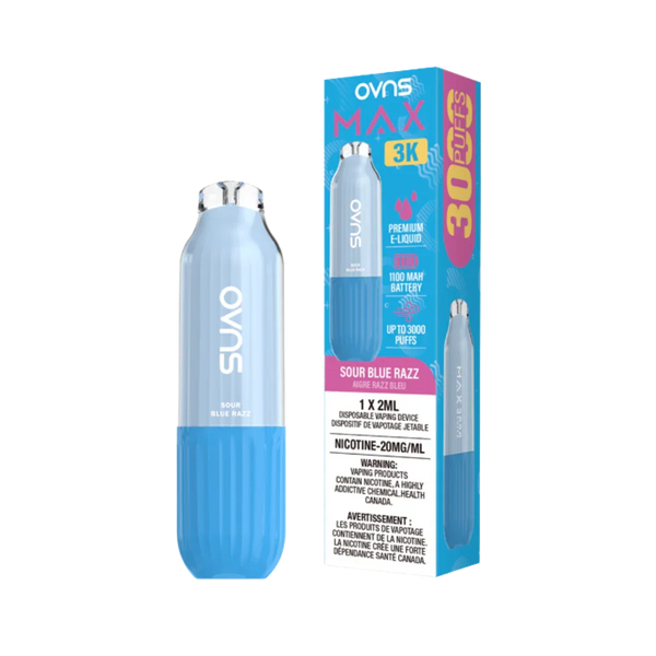 OVNS Max 3K Sour Blue Razz Disposable Vape | Urban Mist Vapes
