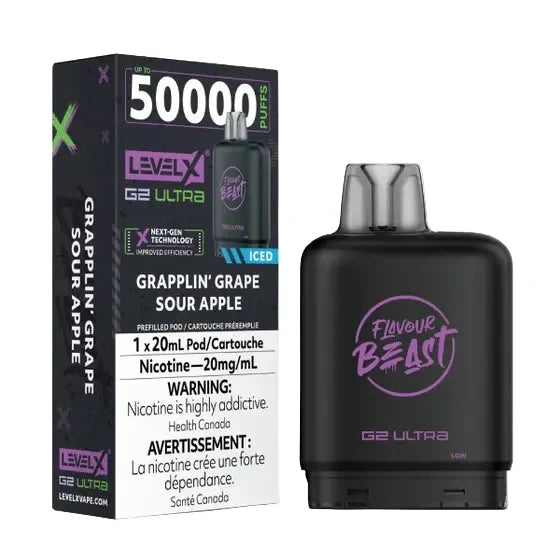 Level X G2 Ultra 50K Grapplin Grape Sour Apple Iced | Urban Mist Vapes