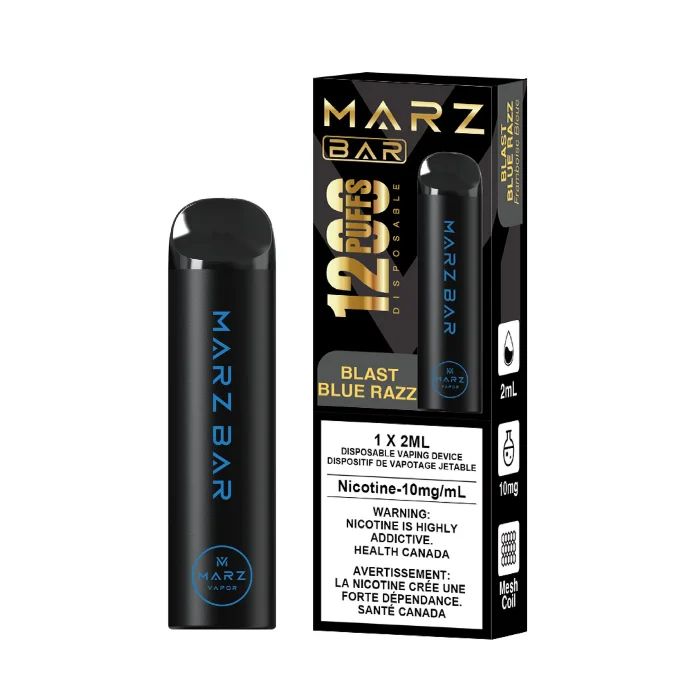 Marz Bar 1200 puff Blast Blue Razz 0 nicotine disposable vape