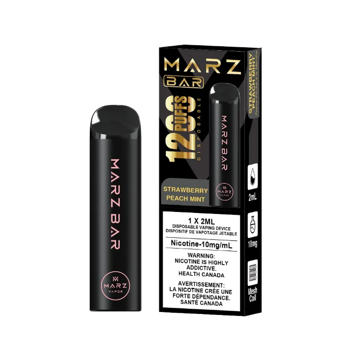 Marz Bar 1200 puff Strawberry Peach Mint 0 nicotine disposable vape